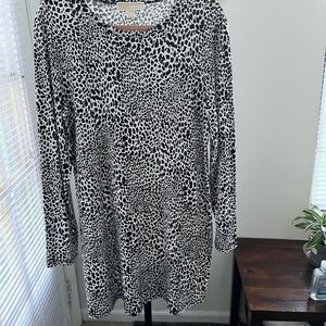 MICHAEL KORS AUTHENTIC PRE-LOVED BLACK & WHITE LONG SLEEVES SHIFT STYLE DRESS